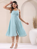 Janasya Light Dobby Chiffon Solid A-Line Dress - Distacart