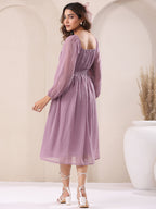 Janasya Light Dobby Chiffon Self Design Fit & Flare Dress - Distacart