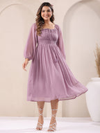 Janasya Light Dobby Chiffon Self Design Fit & Flare Dress - Distacart