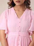 Janasya Light Dobby Chiffon Self Design A-Line Dress - Distacart