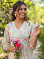 Janasya Bright Georgette Floral Tiered Dress - Distacart