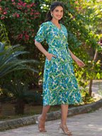 Janasya Bright Cotton Floral Fit & Flare Dress - Distacart