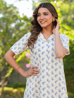 Janasya Light Cotton Floral Shirt Dress Dress - Distacart
