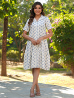 Janasya Light Cotton Floral Shirt Dress Dress - Distacart
