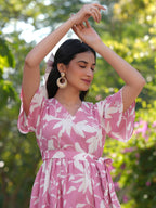 Janasya Light Cotton Floral Tiered Dress - Distacart