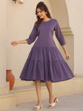 Janasya Light Cotton Solid A-Line DRESS - Distacart