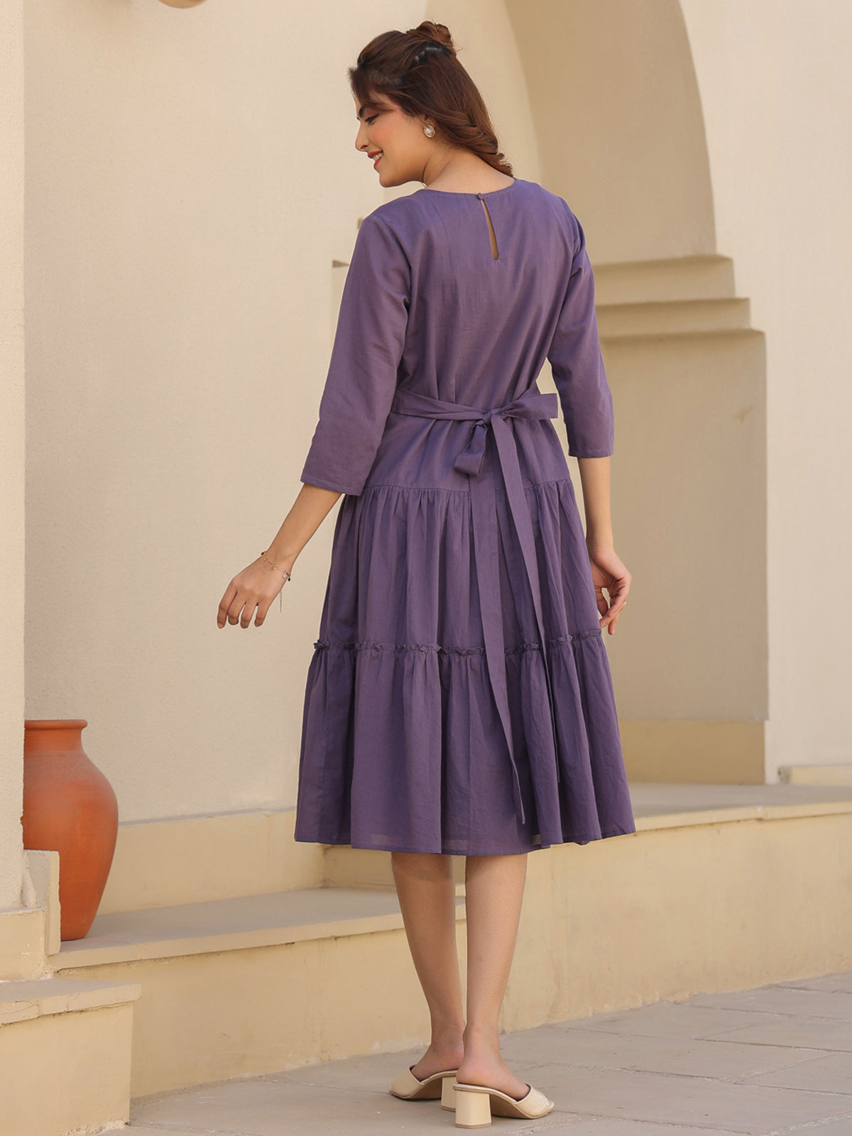 Janasya Light Cotton Solid A-Line DRESS - Distacart