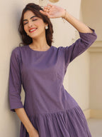 Janasya Light Cotton Solid A-Line DRESS - Distacart