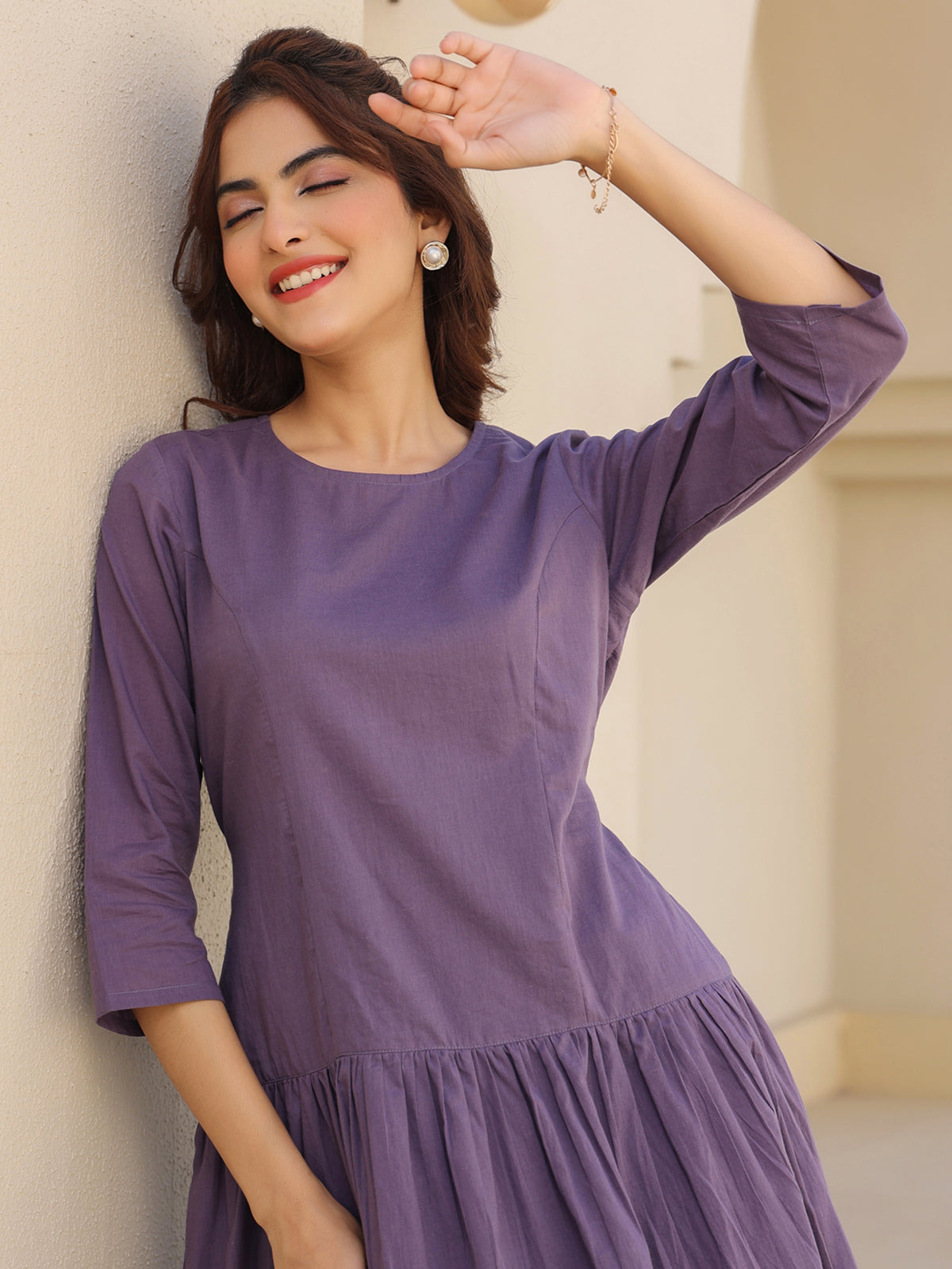 Janasya Light Cotton Solid A-Line DRESS - Distacart