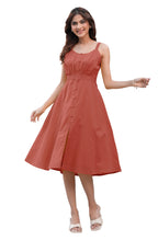 Janasya Dark Cotton Solid A-Line Dress - Distacart
