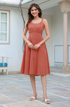 Janasya Dark Cotton Solid A-Line Dress - Distacart