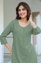 Janasya Light Cotton Solid Straight Dress - Distacart
