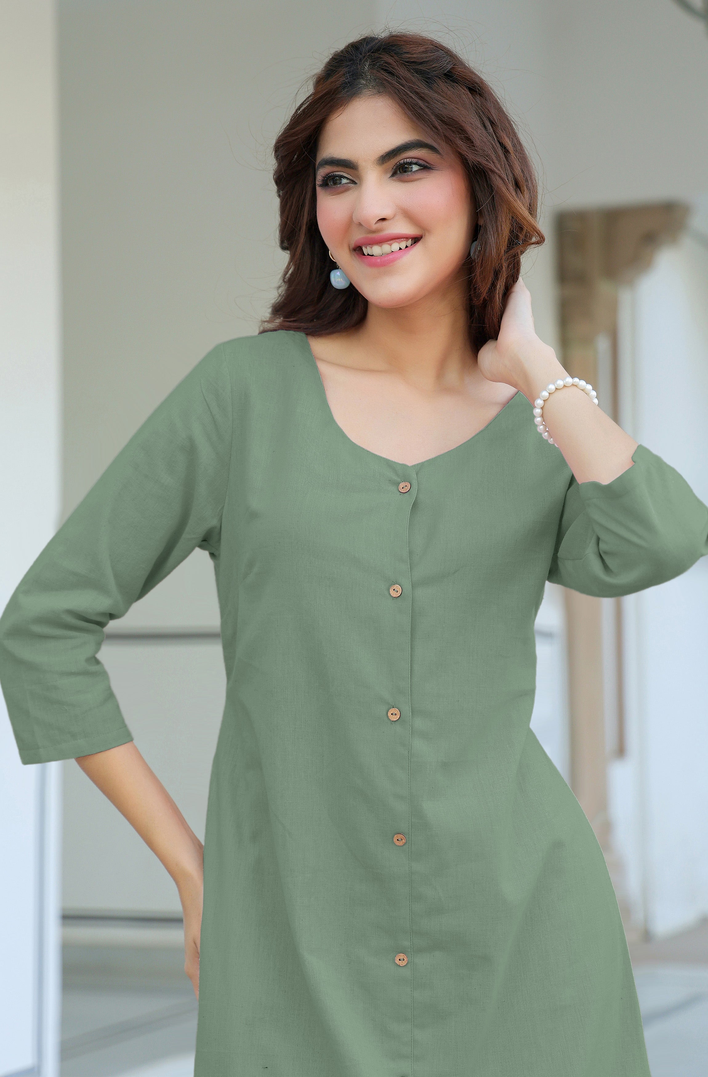 Janasya Light Cotton Solid Straight Dress - Distacart