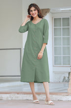 Janasya Light Cotton Solid Straight Dress - Distacart