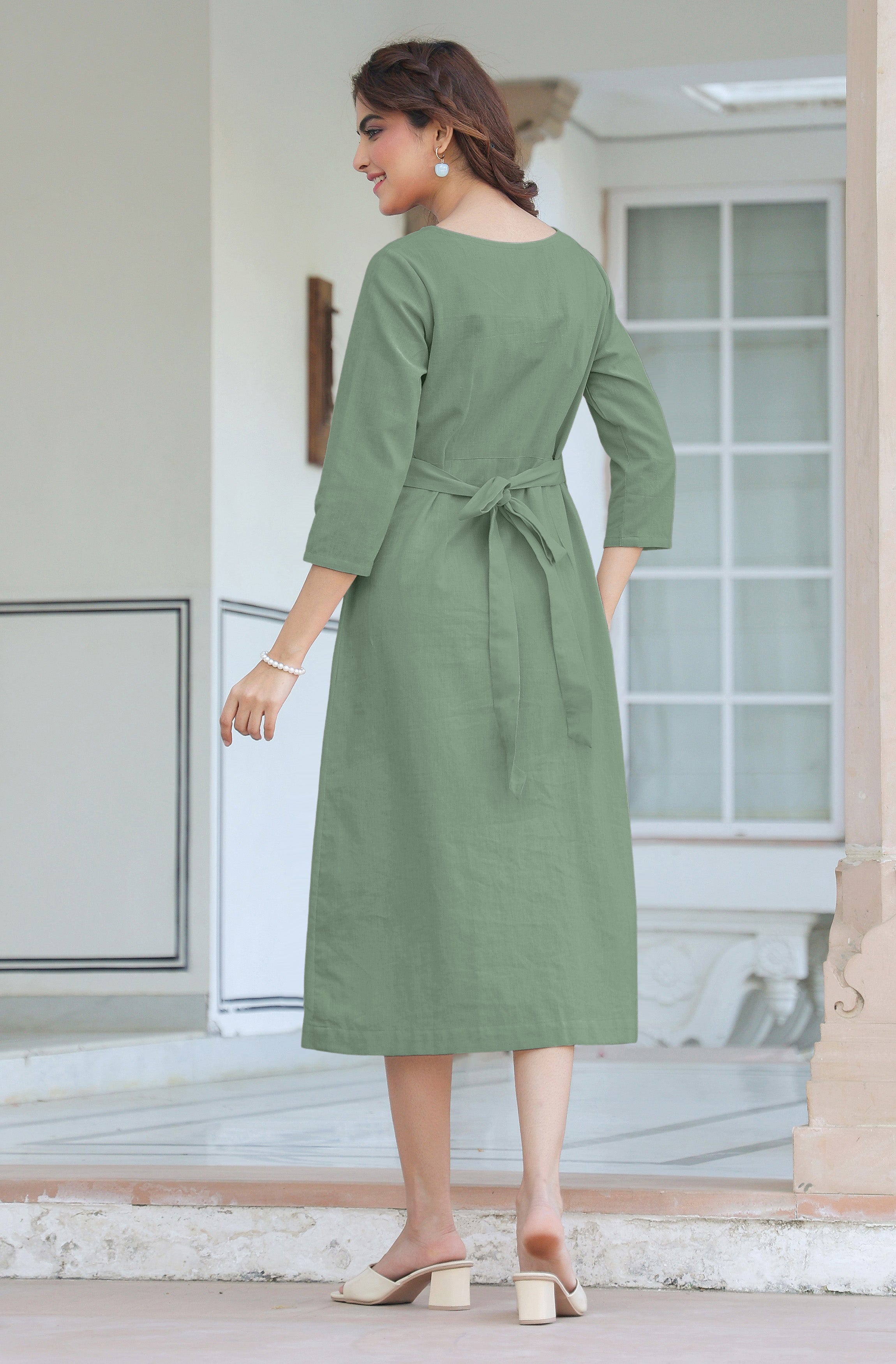 Janasya Light Cotton Solid Straight Dress - Distacart