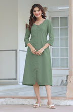 Janasya Light Cotton Solid Straight Dress - Distacart