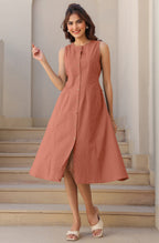 Janasya Dark Cotton Solid A-Line Dress - Distacart