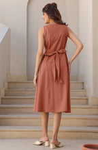 Janasya Dark Cotton Solid A-Line Dress - Distacart