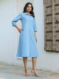 Janasya Light Cotton Solid A-Line Dress - Distacart