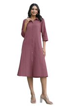 Janasya Dark Cotton Solid A-Line Dress - Distacart