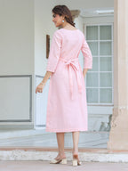 Janasya Light Cotton Solid A-Line Dress - Distacart