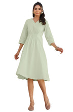 Janasya Light Cotton Solid A-Line Dress - Distacart