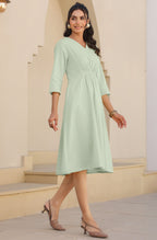 Janasya Light Cotton Solid A-Line Dress - Distacart