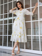 Janasya Light Georgette Floral Tiered Dress - Distacart