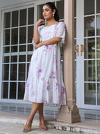 Janasya Light Georgette Floral Fit & Flare Dress - Distacart