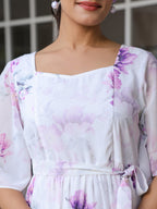 Janasya Light Georgette Floral Fit & Flare Dress - Distacart