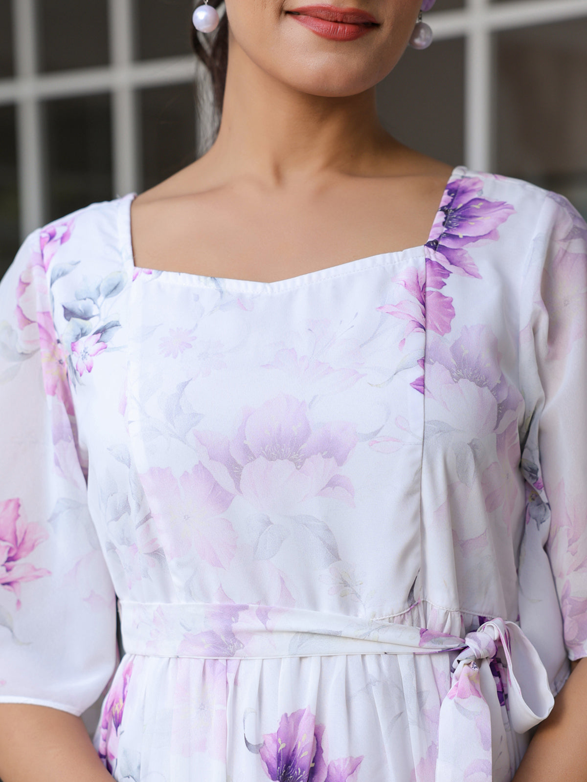 Janasya Light Georgette Floral Fit & Flare Dress - Distacart