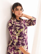 Janasya Dark Cotton Floral A-Line Dress - Distacart