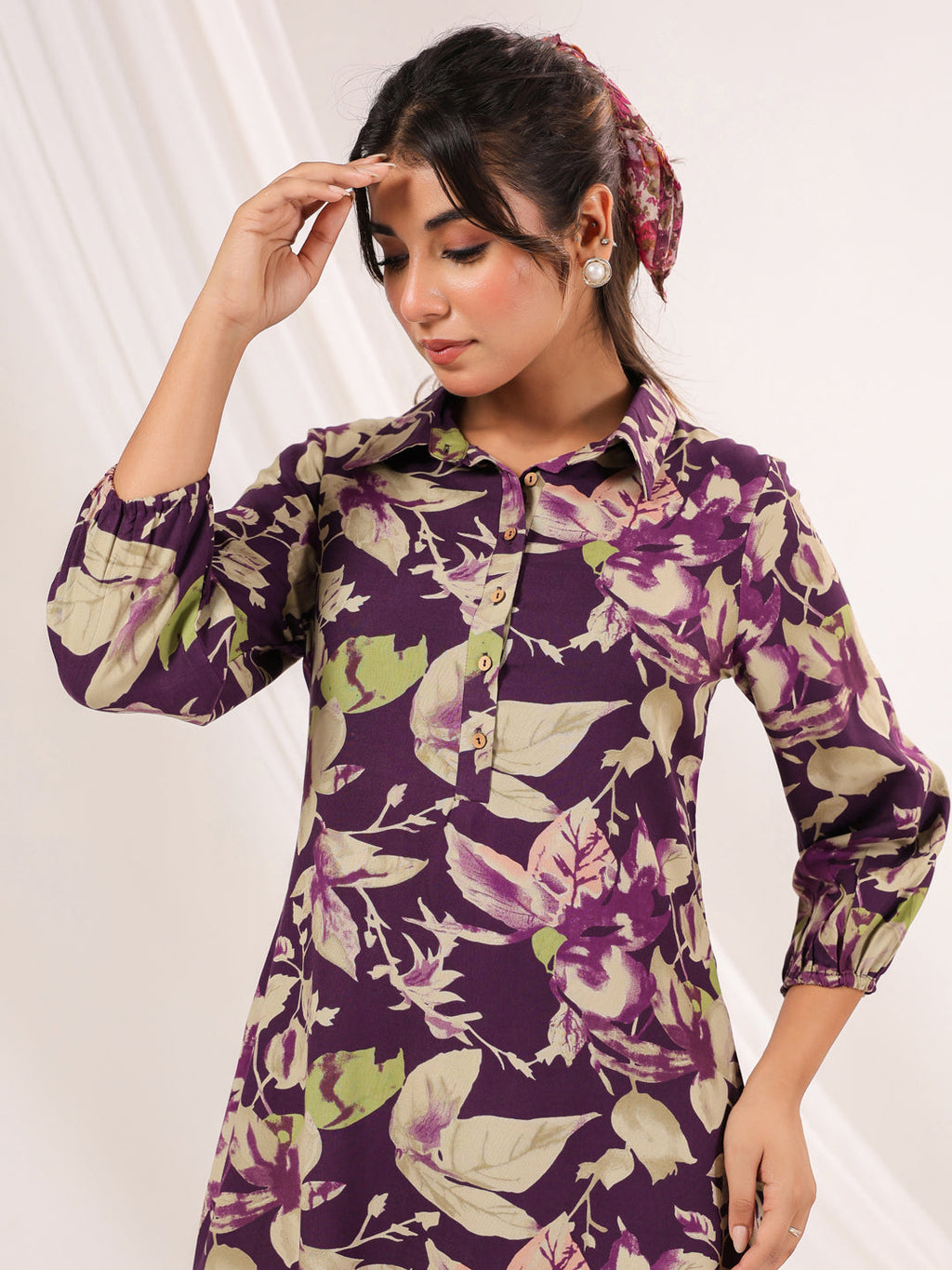 Janasya Dark Cotton Floral A-Line Dress - Distacart