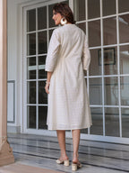 Janasya Light Cotton Schiffli A-Line Dress - Distacart