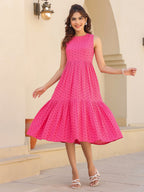 Janasya Bright Cotton Schiffli Fit & Flare Dress - Distacart