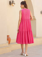 Janasya Bright Cotton Schiffli Fit & Flare Dress - Distacart