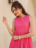 Janasya Bright Cotton Schiffli Fit & Flare Dress - Distacart