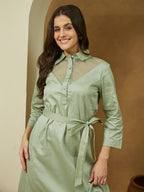 Janasya Light Cotton Yoke Design A-Line Dress