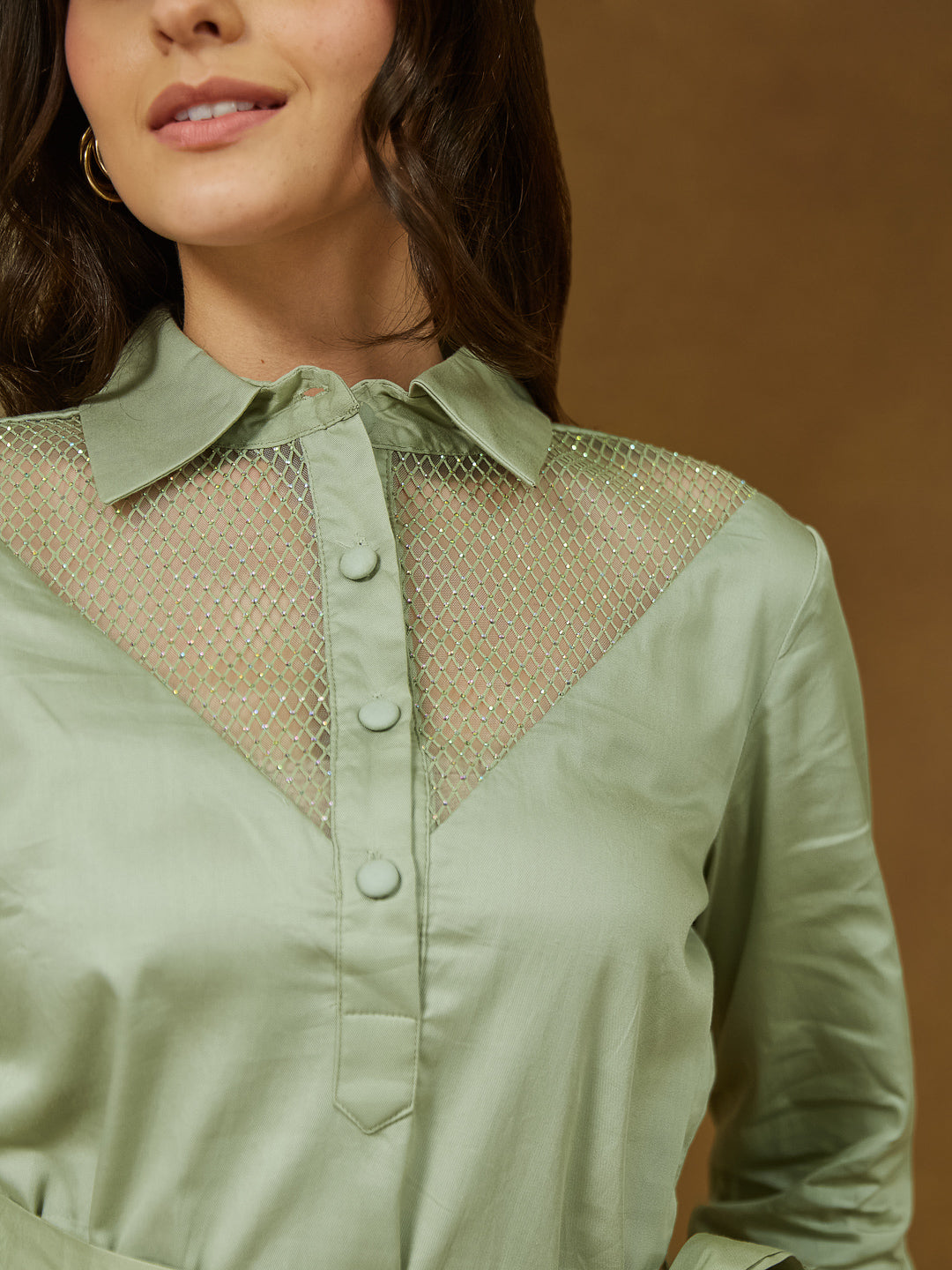 Janasya Light Cotton Yoke Design A-Line Dress