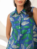 Janasya Dark Cotton Tropical A-Line Dress - Distacart