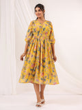 Janasya Bright Georgette Floral A-Line Dress - Distacart