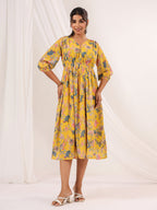 Janasya Bright Georgette Floral A-Line Dress - Distacart