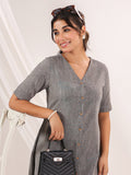 Janasya Dark Cotton Solid A-Line Dress - Distacart