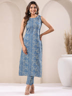 Janasya Light Cotton Chevron Straight Kurta Set - Distacart