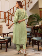 Janasya Light Cotton Embroidered A-Line Kurta Set - Distacart