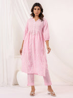 Janasya Light Cotton Embroidered A-Line Kurta Set - Distacart