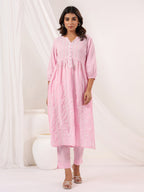 Janasya Light Cotton Embroidered A-Line Kurta Set - Distacart