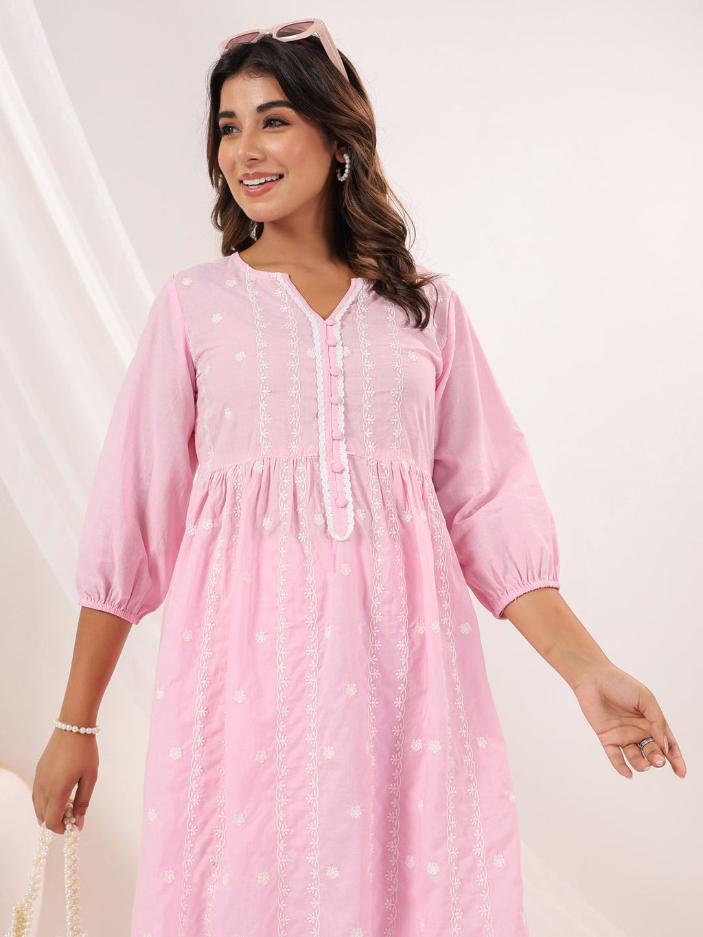 Janasya Light Cotton Embroidered A-Line Kurta Set - Distacart