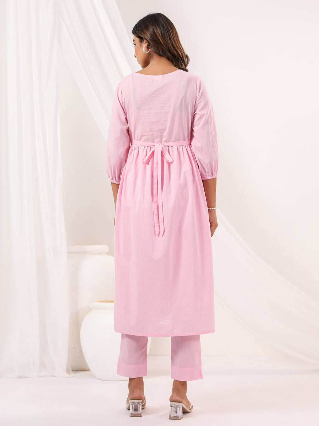 Janasya Light Cotton Embroidered A-Line Kurta Set - Distacart
