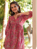 Janasya Bright Cotton Floral A-Line Kurta Set - Distacart